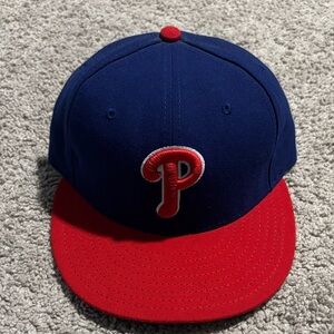 New Era Blue and Red Philadelphia P Fitted Hat